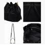 Custom Logo Fashion Handbags Nylon And Leather Women Bucket Drawstring Bags With Nice Gold Chain