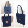 Large Capacity Denim Shoulder Bag Two-Strap Canvas Bag Fashionable Make-Up and Shopping Bag for Students and Mothers