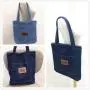 Large Capacity Denim Shoulder Bag Two-Strap Canvas Bag Fashionable Make-Up and Shopping Bag for Students and Mothers
