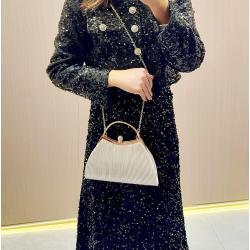ZWY330 Ladies Fashion Luxury Evening Bag Polyester Rhinestone Party Clutch Bag Wholesale Shell Pleated Shoulder Crossbody Bag
