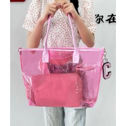 New No Moq Waterproof Transparent Nylon Zipper Bag Clear Pvc Tote Bag Shoulder Shopping Bag