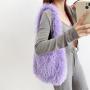 New Plush Shoulder Bag Faux Fur Hobo Bag Large Capacity Marshmallow Macaroon Color Handbag Fashion Bags