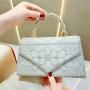 New Fashion Retro Full Pearl Chain Small Square Dinner Bag Rhinestone Handbag Crossbody Evening Bags Women Clutches