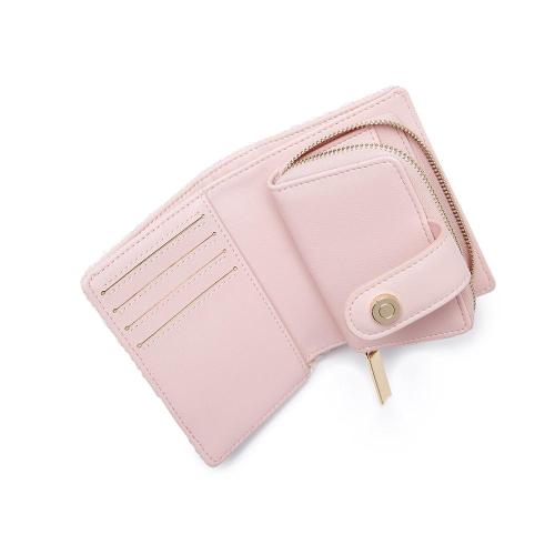 Trending 2024 Cute Wholesale Pu Leather With Canvas Ladies Purse Designer Pink Girls Packet Wallet Women Thin Credit Card Holder