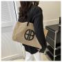 2024 New Woven Bag Collision Straw Handbag Fashion Trend Women's Shoulder Bag Tote Bag