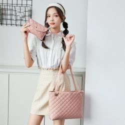 HR537 Women's Bag With Coin Wallet Casual Simple Textured Embroidery Thread Tote Bag PU Leather Popular Shoulder Underarm Bag