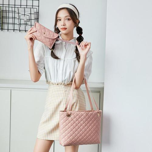 HR537 Women's Bag With Coin Wallet Casual Simple Textured Embroidery Thread Tote Bag PU Leather Popular Shoulder Underarm Bag