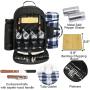 Big Separate Compartment Picnic Basket Set Backpack Bag with Mat Designer Insulated Waterproof CANS Polyester Cooler Backpack