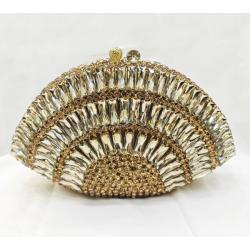 New scalloped diamond clutch hollowed-out diamond evening bag bling rhinestone women luxury clutch evening bags