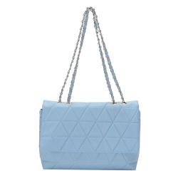HR522 Women Carrying Tote Bag New Fashion PU Chain Large Messenger Bag Rhombic Pattern Solid Color Crossbody Shoulder Bag