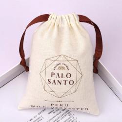 Custom Logo Printing Luxury Cotton Linen Jewelry Gift Soap Packaging Pouch Natural Recycled Dust Cotton Drawstring Bag