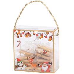 HR534 Christmas Decorations Creative Box Bag PET Gifts Children Present Handbag Christmas Snow Tree Man Elk Cookie Storage Bag