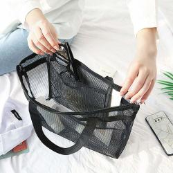 Gelory Factory Wholesale Mesh Shower Bag Portable Lightweight Hanging Toiletry Organizer Beach Tote Bag