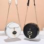 ZR692 Women's Bags Cat New Fashion PU Leather Girl Lovely Small Round Bag Zipper Shoulder Crossbody Phone Bag Female Party