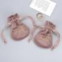 Custom Embroidery Round Bottom Velvet Jewelry Necklace Storage Pouch Mini Luxury Velvet Drawstring Jewelry Bag