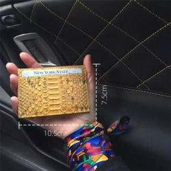 OEM ODM Custom Luxury Handmade 100% genuine snake skin leather business slim minimalist ID credit card holder wallet