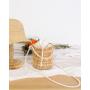 Beach Pearl chain shoulder bag women's handwoven handbag straw  rattan crossbody handbag  2024 mini bucket bag with silk