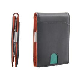 Ultra thin PU leather bifold wallet money clip rfid wallet mens slim wallet with money clip