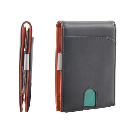 Ultra thin PU leather bifold wallet money clip rfid wallet mens slim wallet with money clip