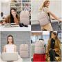 LOVEVOOK Quilted Nylon Travel Laptop Bag With Anti-Theft Zipper College School Bookbag with USB Port Men Women Laptop Backpacks