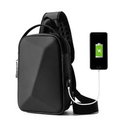 ZF199 Slanting Cross-body Bag Men EVA  Shoulder Chest Bag Simple Waterproof Wear-resistant Fashion Business USB Port