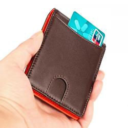 CNL001 Mens Genuine Leather Wallet Slim RFID Blocking Wallets With Money Clip For Mens Design Credit Card Holders