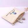 Custom Hot Stamping Natural Canvas Makeup Zipper Bag Organic Promotion Cotton Canvas Cosmetic Pouch