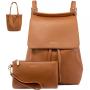 2023 LOVEVOOK wholesale luxury ladies Satchel shoulder Bags 2pc fashion Tote Bag Convertible PU Leather Backpacks for women