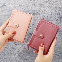 Ladies wallet short small tri-fold money clip fashion simple clutch bag leather women's wallets coin purse Factory wholesale