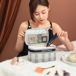 OEM Plaid Pattern Organizer Makeup Bag Large Capacity Travel Toiletry Storage Beauty Cosmetic Bags