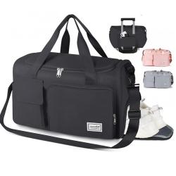 Gelory Waterproof Duffle Sport Bag Travel Duffle Bag Shoes Pocket Multifunction Dry Wet Separation Overnight Gym Bag