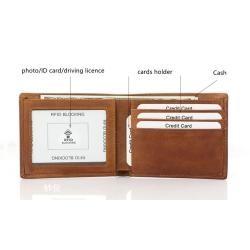 Crazy Horse Classic Brown Genuine Leather Mens Wallets Custom Your Logo RFID Blocking Slim Minimalist Wallet for Men Wholesale