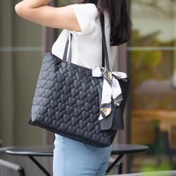 Gelory Wholesale Ladies Underarm Bags PU Leather Love Embroidered Solid Color Large Capacity Scarf Tote Handbag Shoulder Bag