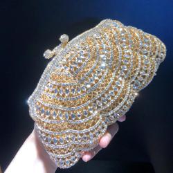 High Quality Metal Mesh Hollow-out diamond-encrusted Luxury Crystal evening banquet bag Diamond handbag women's stone clutch bag