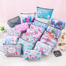 Large Capacity PU Leather Printing Travel Make Up Pouch Portable Waterproof Zipper Cosmetic Bag for Women