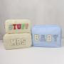 Keymay Rts Stock 21 Colors S M L Xl Bridesmaid Gift Diy Chenille Letter Patches Makeup Bag Organizer Cosmetic Bag Nylon Pouch