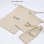 Custom Logo Canvas Cotton Linen Cosmetic Pouch Jute Drawstring Cotton Twill Envelope Packaging Makeup Cosmetic Bag