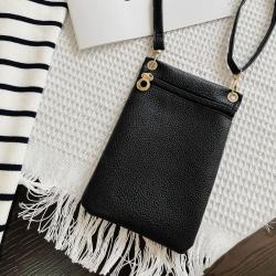 2024 Ladies Litchi Mobile Phone Bag Single Strap Fashionable Shoulder Daytime Joker Messenger Bag Portable for Women