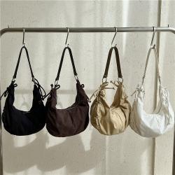 Fashion Large Capacity Nylon Messenger Bag Female Handbag Casual Ladies Hand Bag Pleated Bowknot Women's Nylon Shoulder Bag