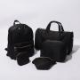 Stock Multi Color Nylon Black Basics 5 Piece Packing Cosmetic Bag Waist Bag Backpack Travel Bag Set