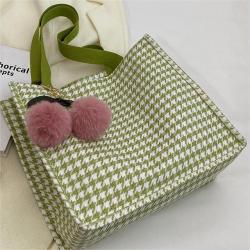 Large Capacity Thousand Bird Lattice Bag Female New Fashion Tote Bag Female Ins Student Canvas Shoulder Bag