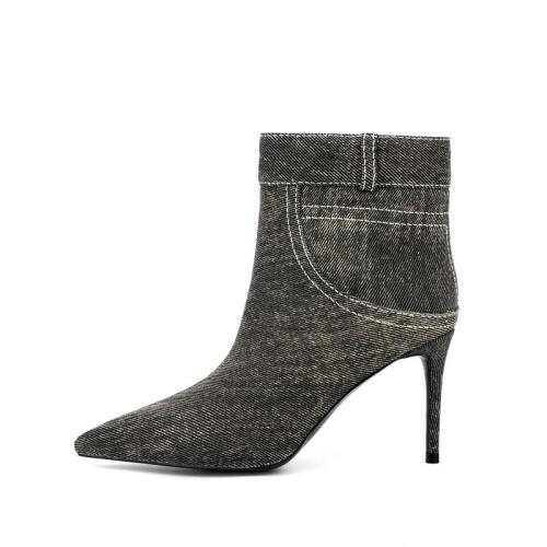 Bottes Femme Ladies Autumn Winter Cowgirl Boots Pointy Toe Stiletto Heels Stylish Dress Short Boots Women Denim Ankle Booties