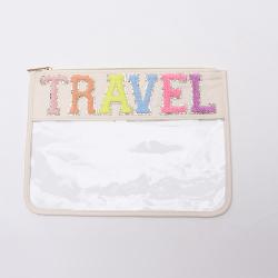 Chenille Letter Small Makeup Bag for Women Multi-purpose PVC Clear Zipper Pouch Waterproof Snacks Portable Lipstick Case