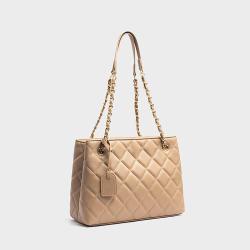Wholesale Custom Fashion Handbag Nice Quality Pu Leather Shoulder Bag Diamond-Shape Line Tote Bag With Gold Chain For Women