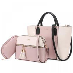 LOVEVOOK 2021 New Arrivals OEM ODM Custom Logo PU Leather 3 pcs Tote Bags Sets Women Purse and Handbags set Ladies Hand Bags
