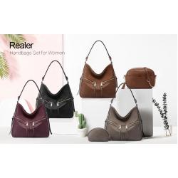 Realer 2022 3 in 1 Large Hobo Purses PU Leather Purses and Handbags Vintage Ladies Crossbody Bag Casual Hobo Handbags for Women