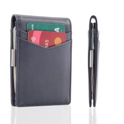 Custom leather money clip wallet leather slim wallet RFID smart wallet with money clips