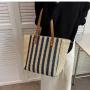 ZWY341 Wholesale Striped Woven Ladies Shoulder Bag Leather Shoulder Strap Straw Bag Daily Vacation Shopping Work Beach Bag