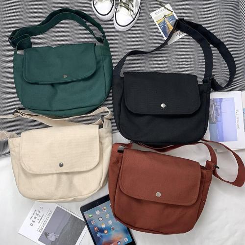 Korean Style Vintage Casual Crossbody Bag Small Artistic Canvas Shoulder Bag Fashion Student Reusable Bag