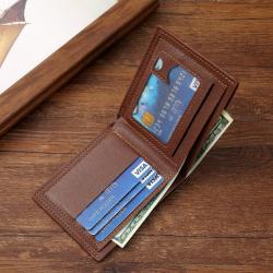 New Men's Soft Wallet Young Fashionable Business Horizontal Design with Large Capacity Multi-Card Waterproof and Open Closure